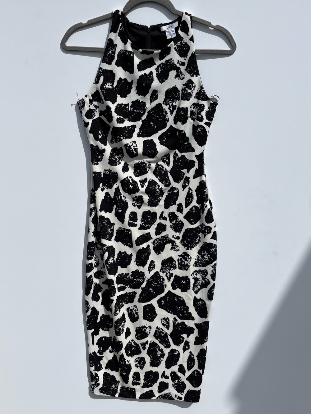 Bar III Black and White Animal Print Midi Dress